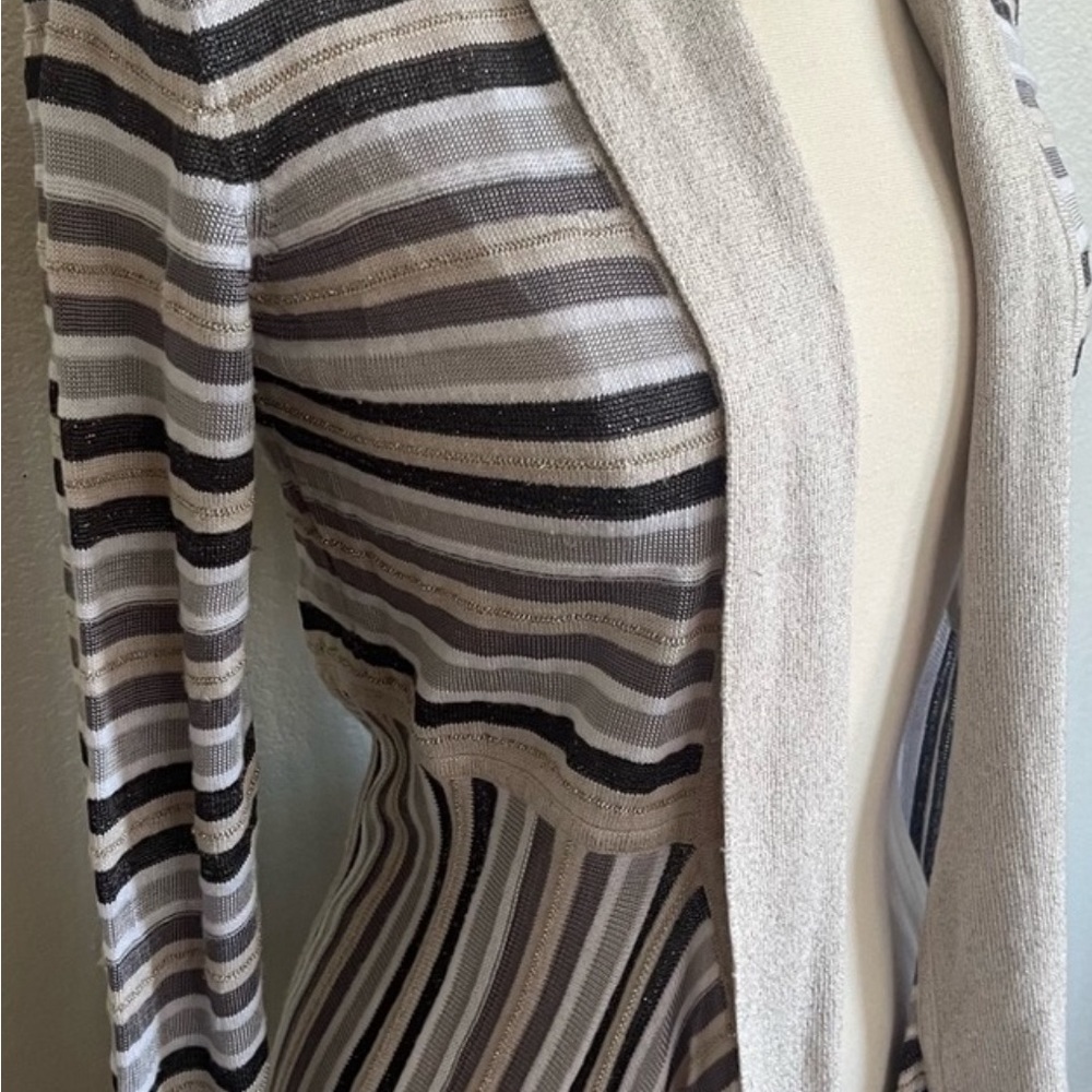 Whbm Multi Stripe Open Front Sparkle Cardigan S - image 2